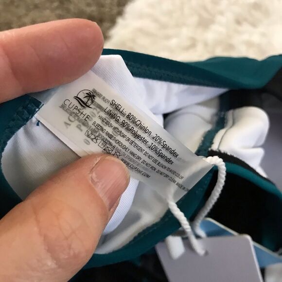 Cupshe one piece bathing suit NWT teal black and white size Small - Picture 6 of 8